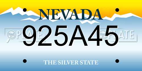 925A45 Nevada License Plate