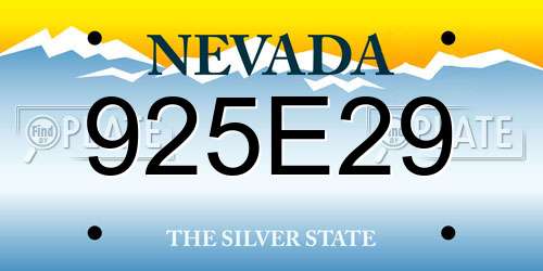 925E29 Nevada License Plate