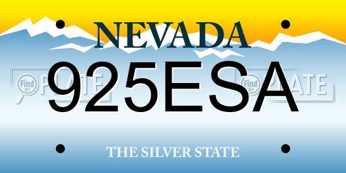 925ESA Nevada License Plate