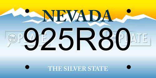 925R80 Nevada License Plate