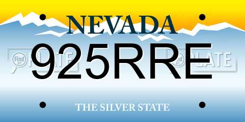 925RRE Nevada License Plate