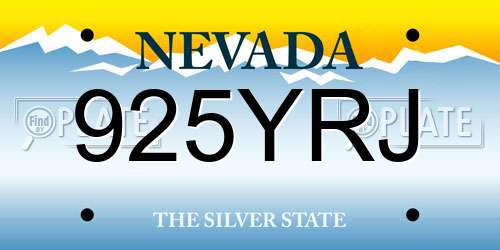 925YRJ Nevada License Plate
