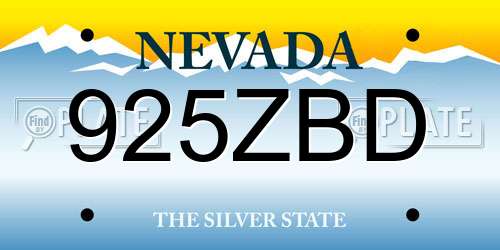 925ZBD Nevada License Plate