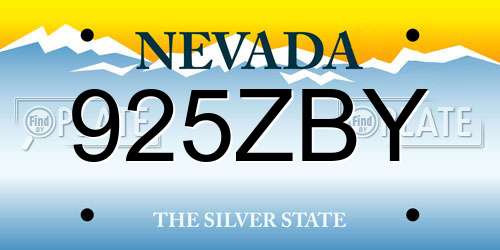 925ZBY Nevada License Plate