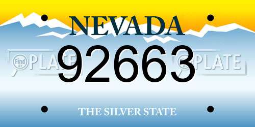 92663 Nevada License Plate