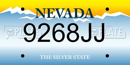 9268JJ Nevada License Plate