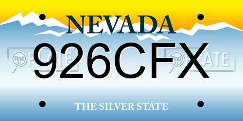 926CFX Nevada License Plate