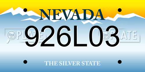 926L03 Nevada License Plate