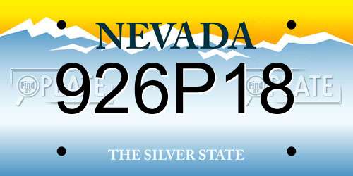 926P18 Nevada License Plate