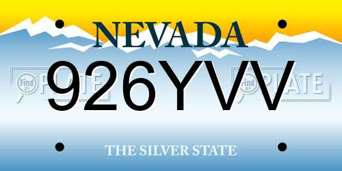 926YVV Nevada License Plate
