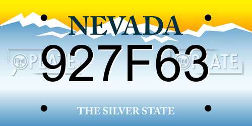 927F63 Nevada License Plate