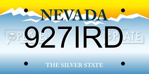 927IRD Nevada License Plate
