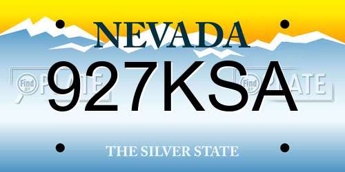 927KSA Nevada License Plate