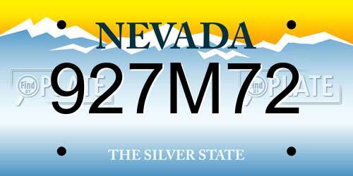 927M72 Nevada License Plate