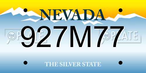 927M77 Nevada License Plate