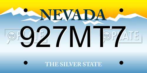 927MT7 Nevada License Plate
