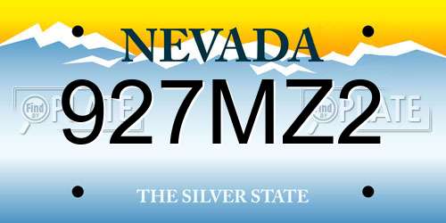 927MZ2 Nevada License Plate