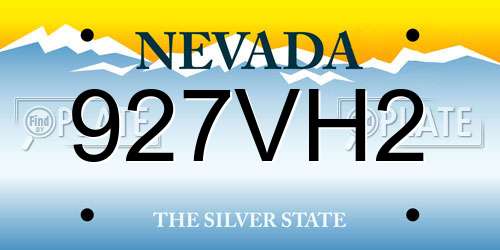 927VH2 Nevada License Plate