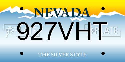 927VHT Nevada License Plate