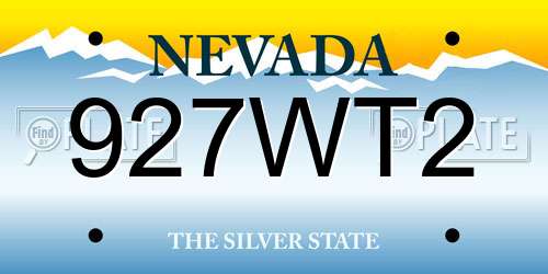 927WT2 Nevada License Plate