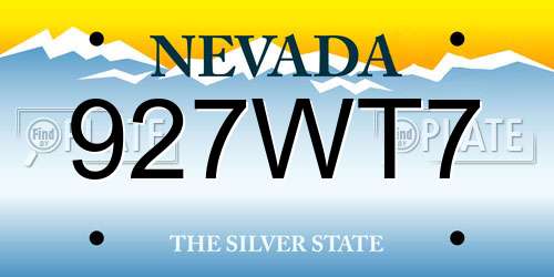 927WT7 Nevada License Plate