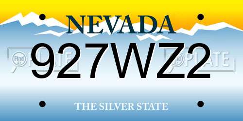 927WZ2 Nevada License Plate
