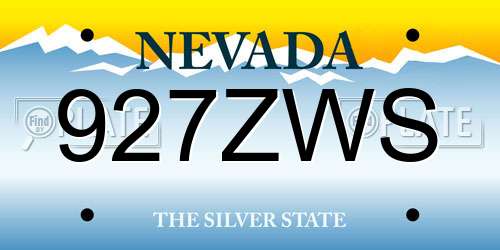 927ZWS Nevada License Plate