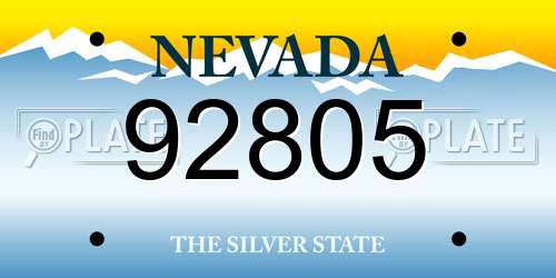 92805 Nevada License Plate