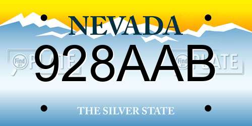 928AAB Nevada License Plate