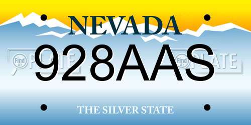 928AAS Nevada License Plate