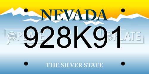 928K91 Nevada License Plate
