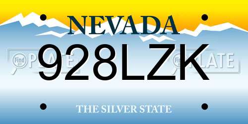 928LZK Nevada License Plate