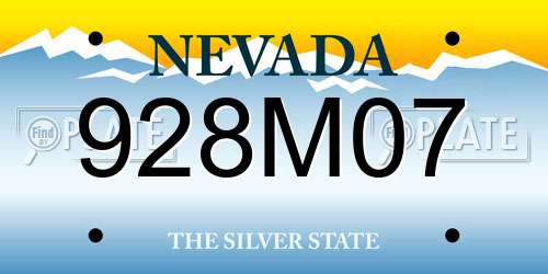 928M07 Nevada License Plate