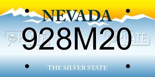 928M20 Nevada License Plate