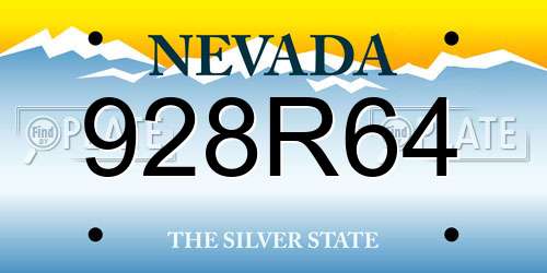 928R64 Nevada License Plate