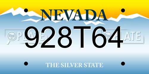 928T64 Nevada License Plate