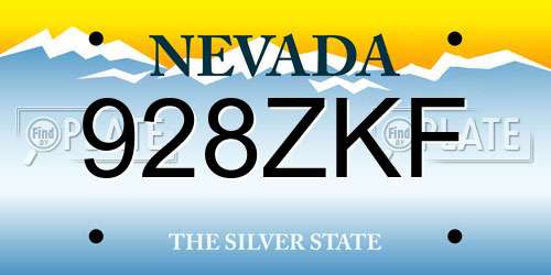 928ZKF Nevada License Plate