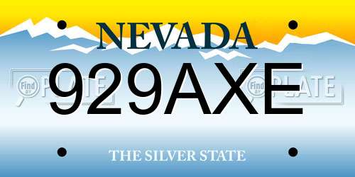 929AXE Nevada License Plate