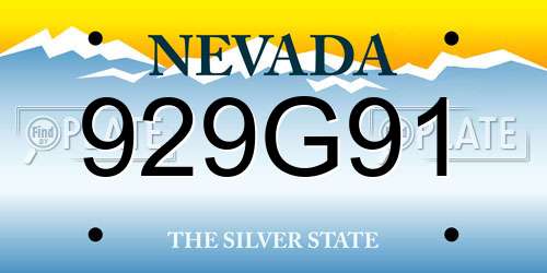 929G91 Nevada License Plate