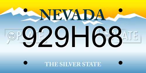 929H68 Nevada License Plate