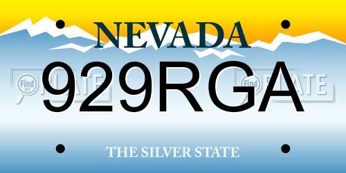 929RGA Nevada License Plate