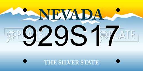 929S17 Nevada License Plate