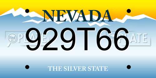 929T66 Nevada License Plate