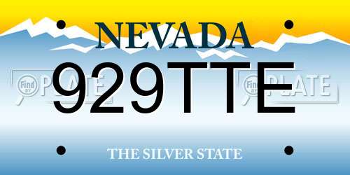 929TTE Nevada License Plate