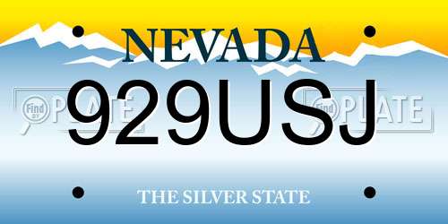 929USJ Nevada License Plate