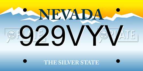 929VYV Nevada License Plate