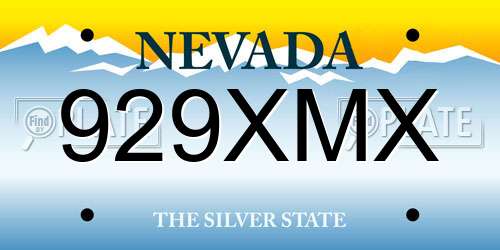 929XMX Nevada License Plate