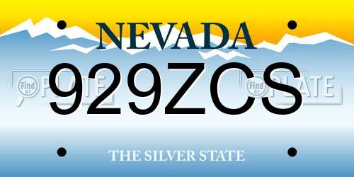 929ZCS Nevada License Plate
