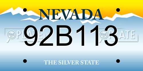 92B113 Nevada License Plate