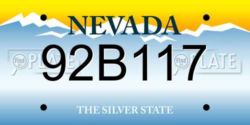 92B117 Nevada License Plate